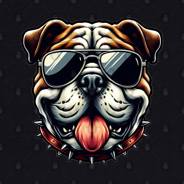 Funny English Bulldog with Sunglasses by CreativeSparkzz